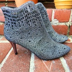Lady Couture sparkle boots, size 41, silver, black, and rose gold.